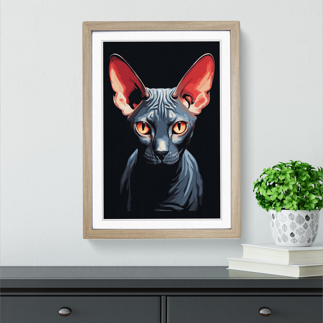 Sphynx Cat Minimalism - Framed Print