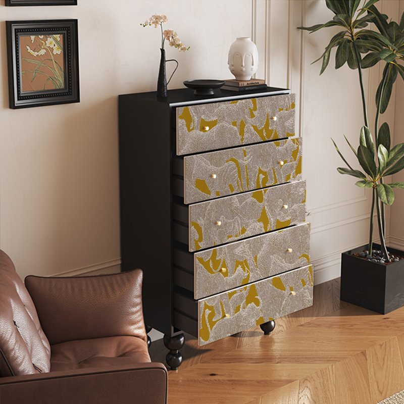 Armoire de rangement avec dessus large et 5 tiroirs