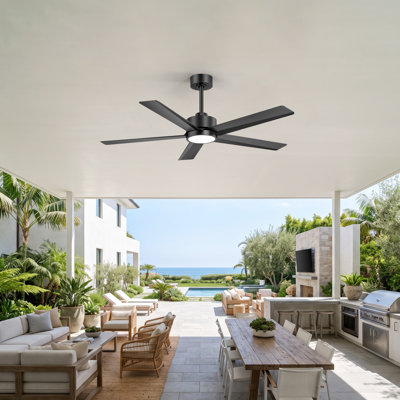 52" Modern Ceiling Fan with Light and Remote, 5-Blade Quiet Reversible DC Motor, 3CCT LED, 6-Speed Indoor Ceiling Fan for Living Room, Bedroom