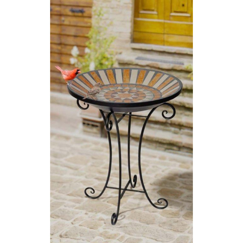 Bonneauville Metal Mosaic Birdbath