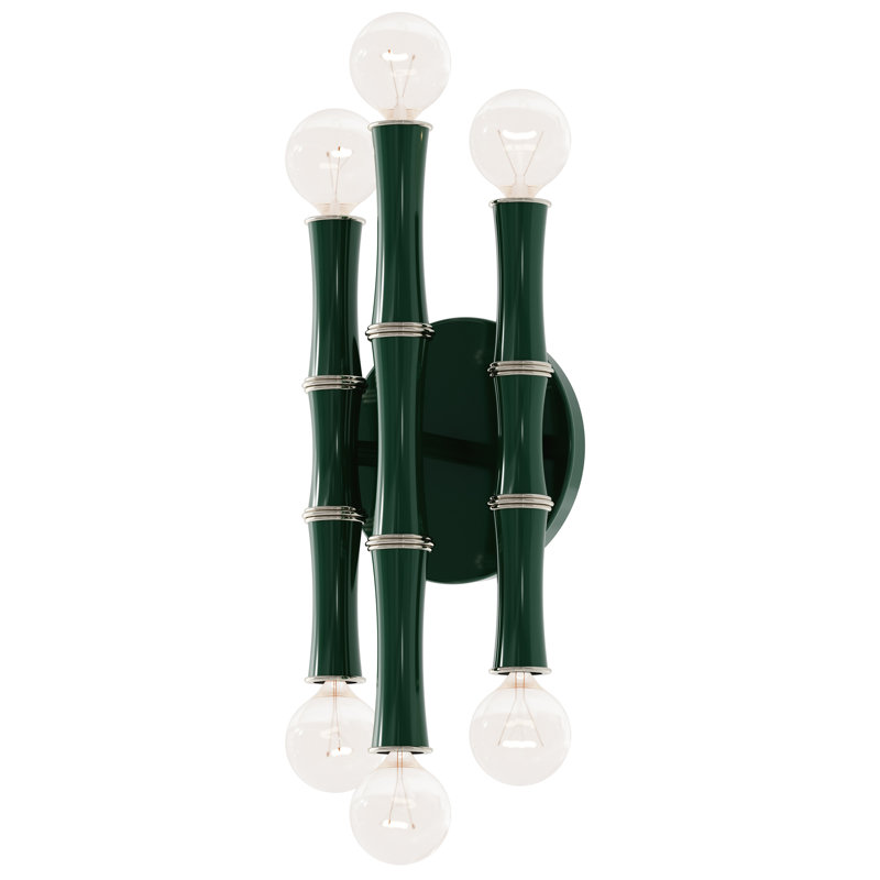 Kane Flush Mounted Sconce, Jungle Glazed/Polished Nickel