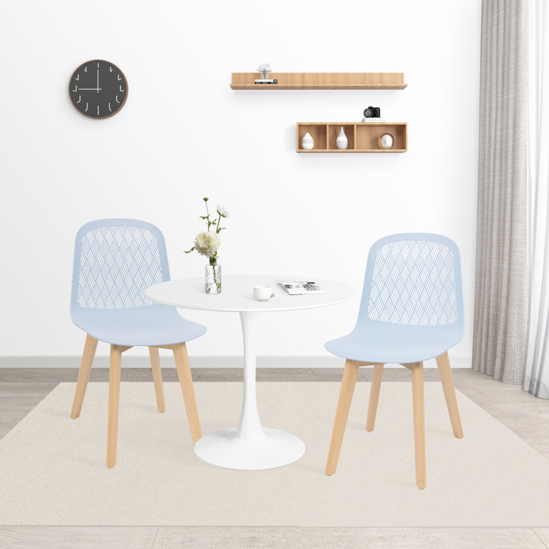 Modern PP Dining Chair with Beech Wood Legs, Kitchen & Dining Room Chairs SH-C, Light Blue