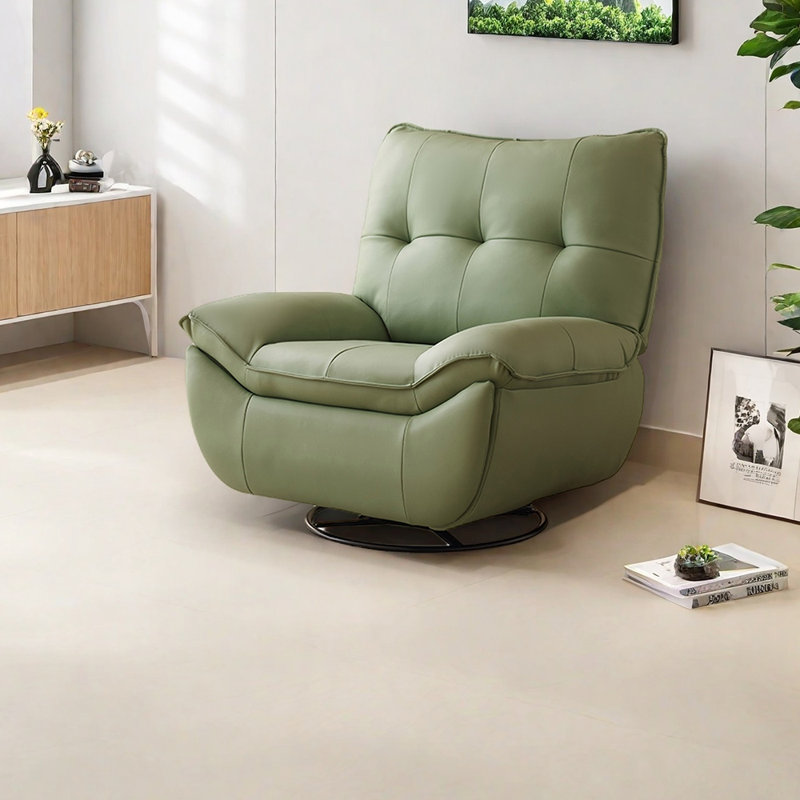 Light luxury style faux leather lounge chair, Olive