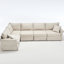Canapé en L, canapé modulaire à 5 places, beige rembourré avec accoudoirs roulés et assise modulable confortable, structure à dossier rembourré-1718949784