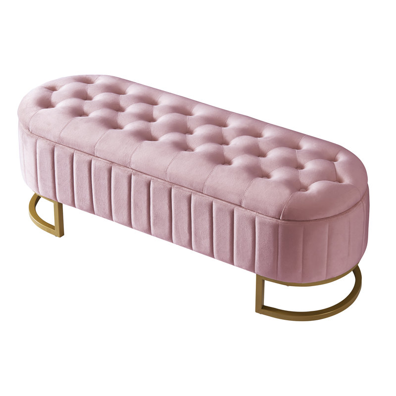 Banc de rangement avec repose-pieds Velvet, Rose