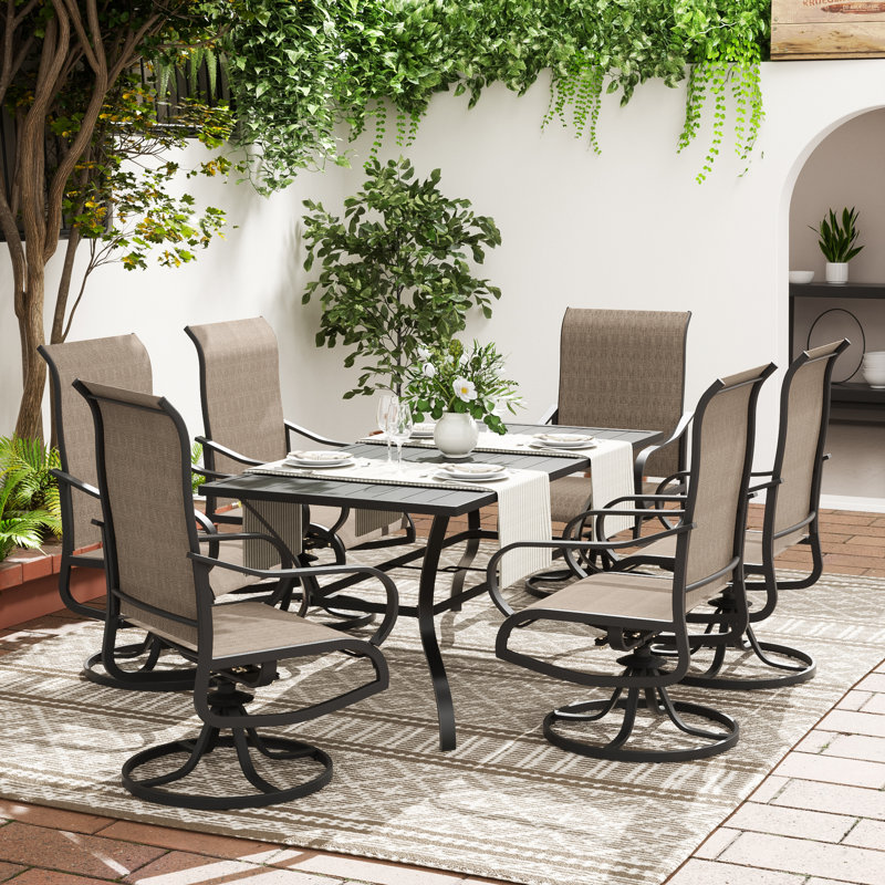 Fauteuil de patio pivotant Joclynn, Brun