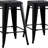 Backless Modern Light Weight Industrial Rustic Vintage Costal Metal Bar Stools With No Back And 4 Leg Design (Set Of 2) (30" Seat, Matte Black)-424788628-424788630