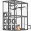 Grand chat gris - bois massif avec 2 plateformes et 7 abris pour enclos pour chats confortables