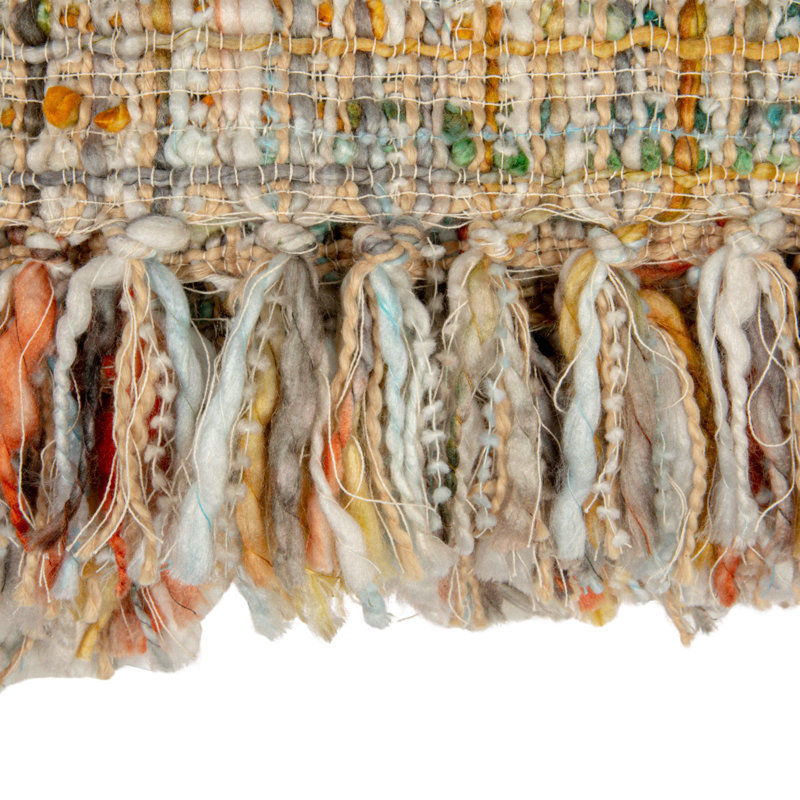 Woven Acrylic Boucle Throw Blanket with Fringe