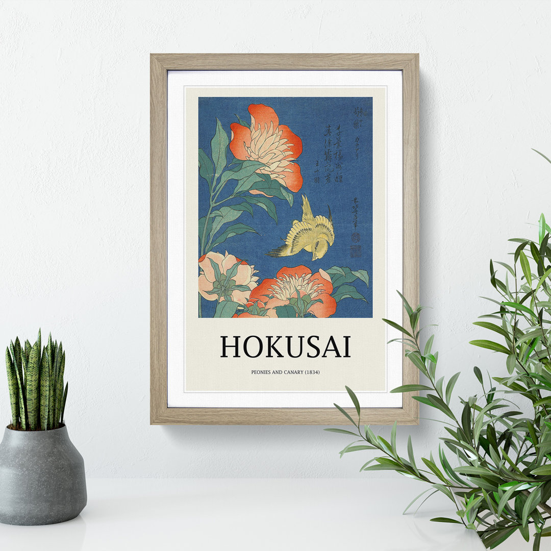 Canary and Peony by Katsushika Hokusai - Picture Frame Art Prints