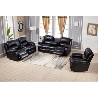 Palfrey 3 Piece Faux Leather Reclining Living Room Set by Red Barrel Studio