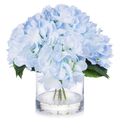 Faux Silk Hydrangea Arrangement in Vase