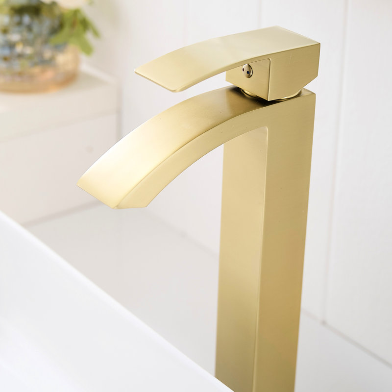 Robinet de salle de bain en alliage d'aluminium brossé or pour robinet de lavabo, poignée à un trou, Or brossé