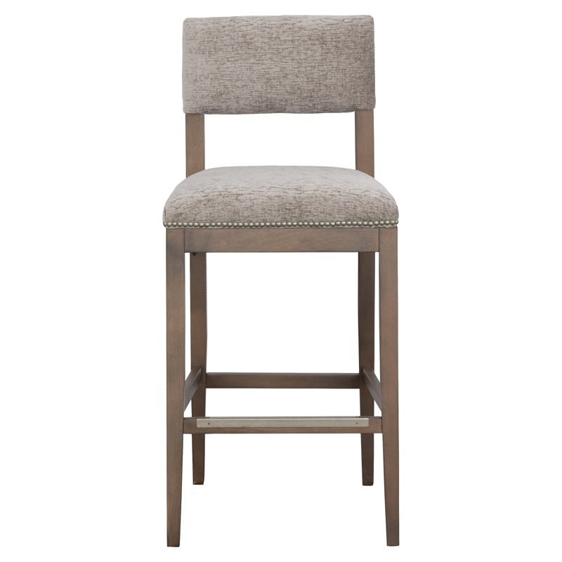 Silas Upholstered Stool with Solid Wood Frame, Bar Stool (29.75" Seat Height), Linen (3156 72), Mica