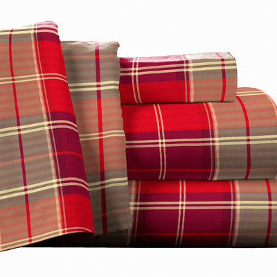 Plaid Dream Deep Pocket Twin Set - Oversized Flat Sheet for Cozy Nights - Piedmont Plaid Design - Luxurious Flannel Bedding
