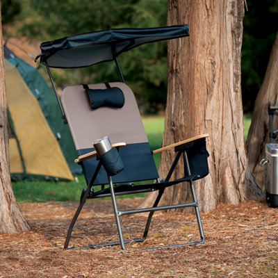 Julicia Camp & Go Selkirk Outdoor Oversized Heavy Duty Comfort Folding MaxShadeâ„¢ Canopy Camping Chair by Arlmont & Co.