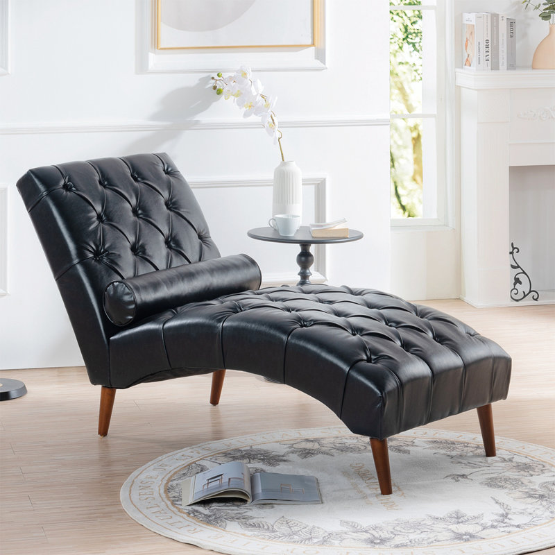 Canapé-lit capitonné de 25,39 po Bezalel, Polyuréthane noir