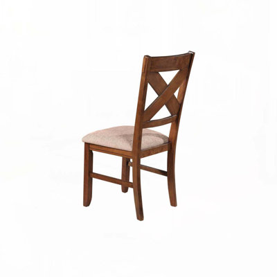 Fabric Upholstered Dining Chair Set with Cross Back,Wood Legs