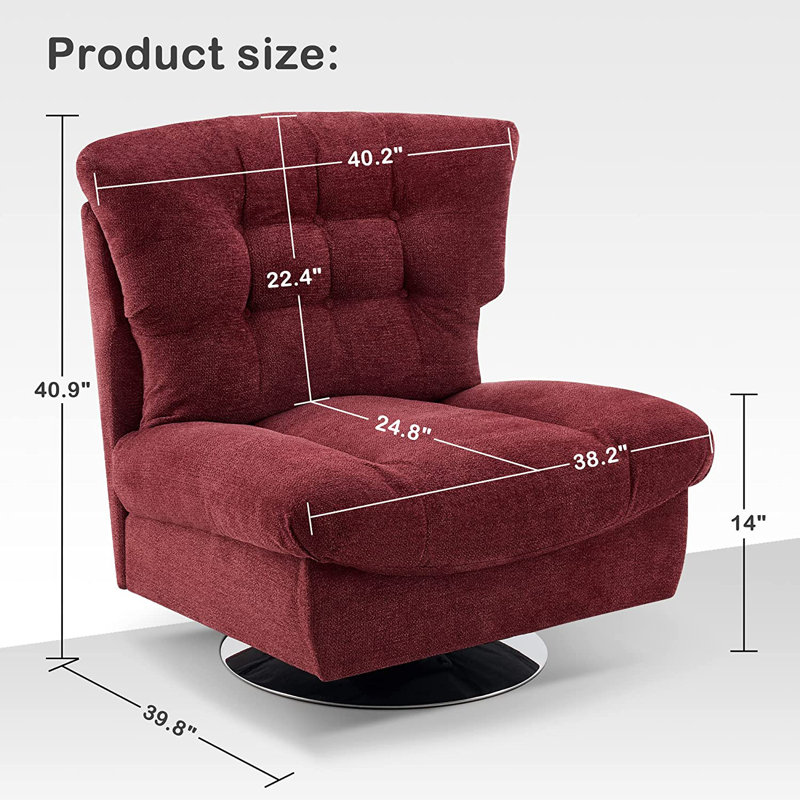 Fauteuil d'appoint rembourré en chenille Antionett, Chenille bourgogne