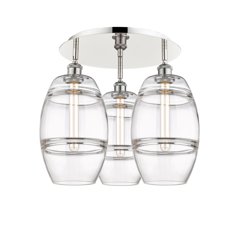Plafonnier encastré Dundrod, Nickel poli, H 10,88 po x l 19,75 po x P 19,75 po, Transparent