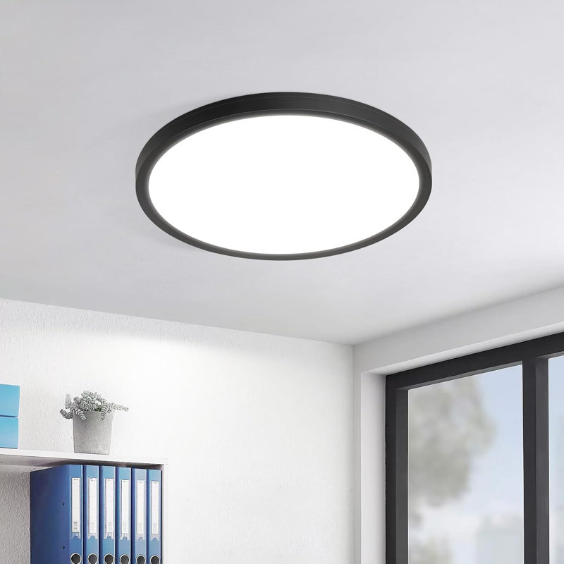 LED Semi Flush Mount, 6500 Kelvins, Black