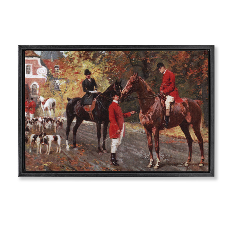  «Vintage Horses & Jockeys» par Tina Higgins Designs, Inc., Cadre flottant noir de jais, H 17 po x l 25 po