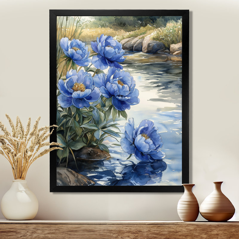 Kepner - impressions sur toile florales, Noir, noir, noir, noir, H 20 po x l 12 po, Reproduction encadrée sans passe-partout