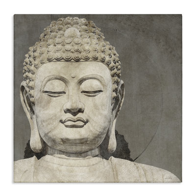 Rustic Buddha Portrait Canvas Wall Art by Amber Sterling