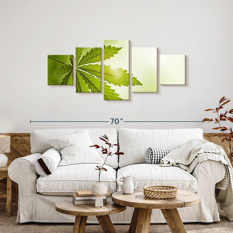 Marijuana Leaf Sunrise, 24" H x 55" W