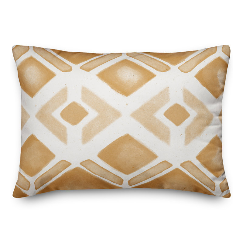 Geometric Outdoor Reversible Throw Pillow, Orange