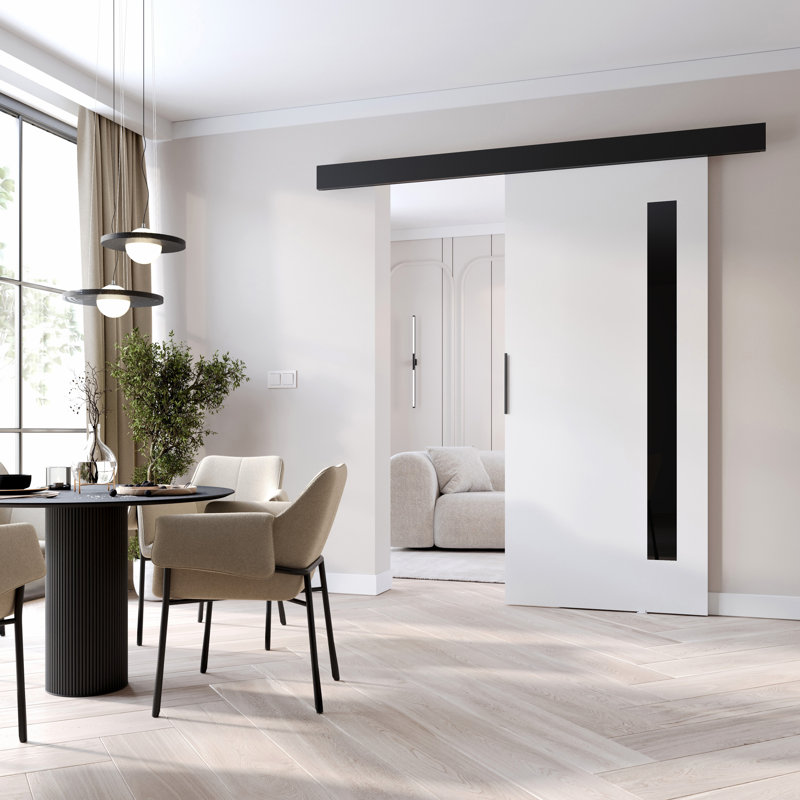 Sliding Door Prim G, Interior Door, 76cm x 205cm, White/Black