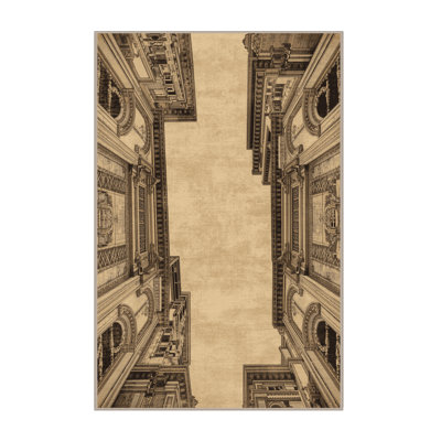 Soft Plush Queanbeyan Quito Historic Center Vintage Vintage Look Area Rug in Brown – Beige Binding
