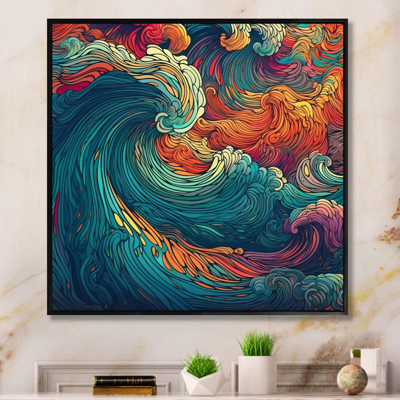 «Exploration des profondeurs du marbre orange II», reproduction sur toile, H 16 po x l 16 po x P 1 po, Cadre flottant noir