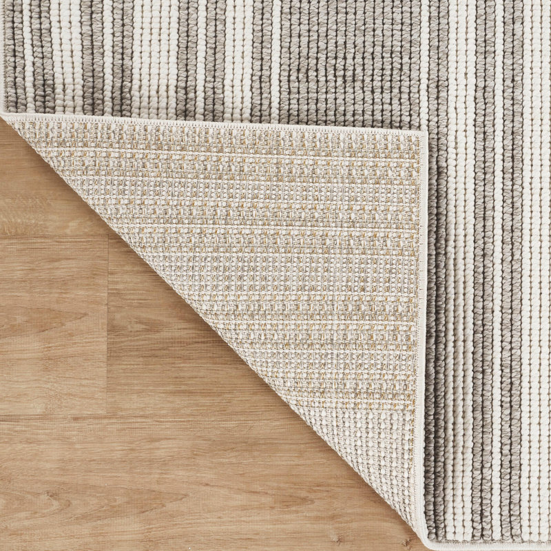 Abani Rugs LUC130A Striped Loop Texture Grey Cream Area Rug, Rectangle 7'9" x 10'2"