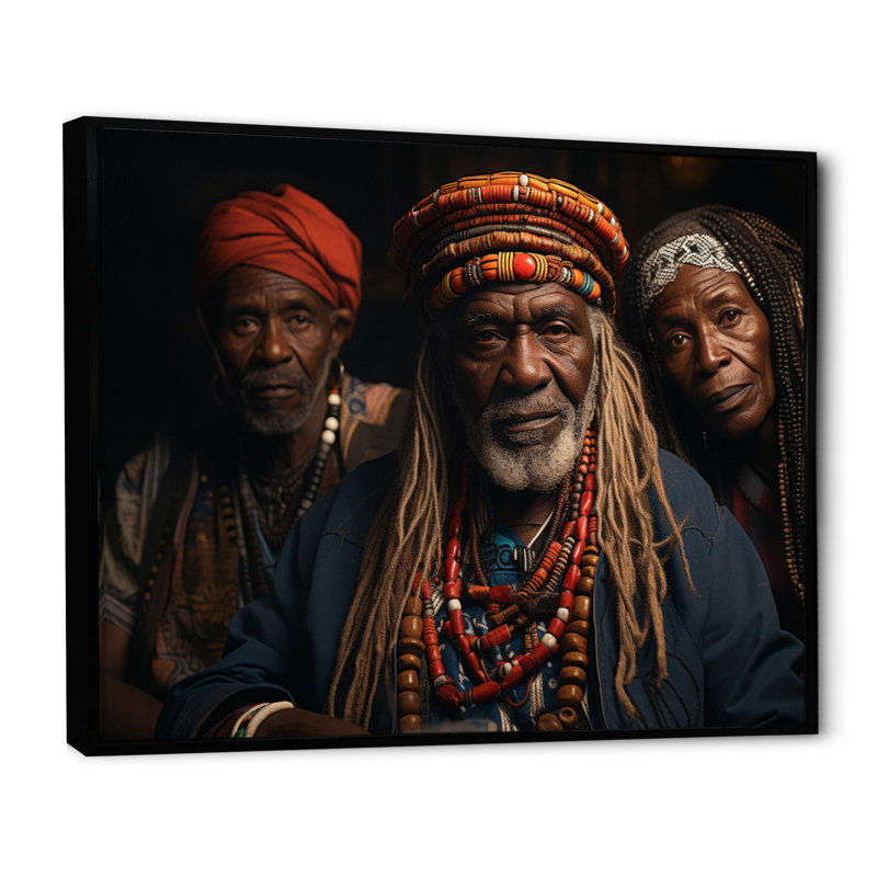 «African Legacy III» sur toile, Cadre flottant noir, H 16 po x l 32 po x P 1 po