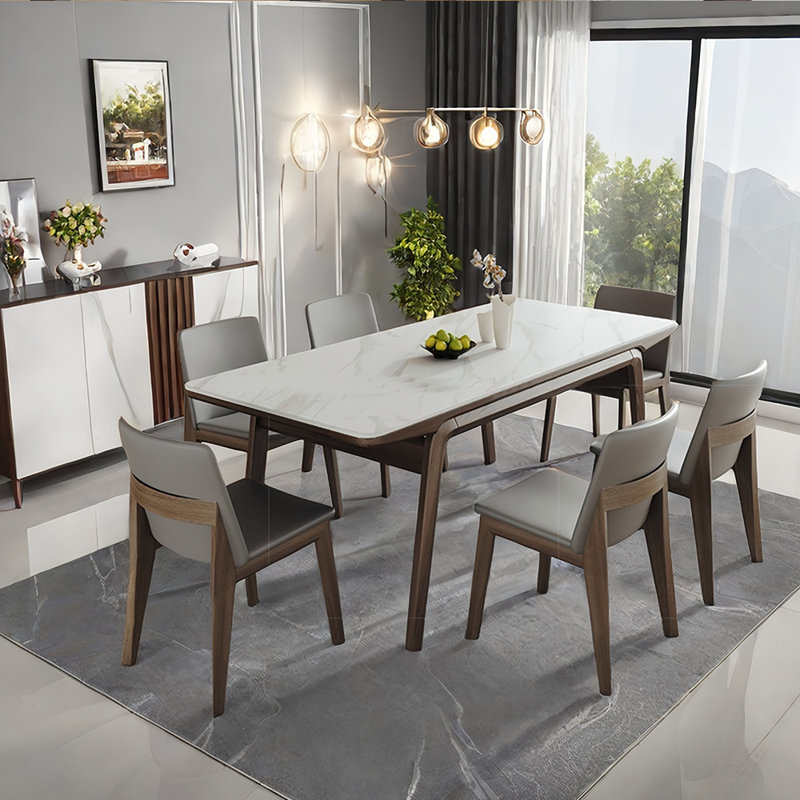 Ensemble table et chaises en frêne, H 29,52 po x L 78,74 po x l 35,43 po, Table, 6 Chairs