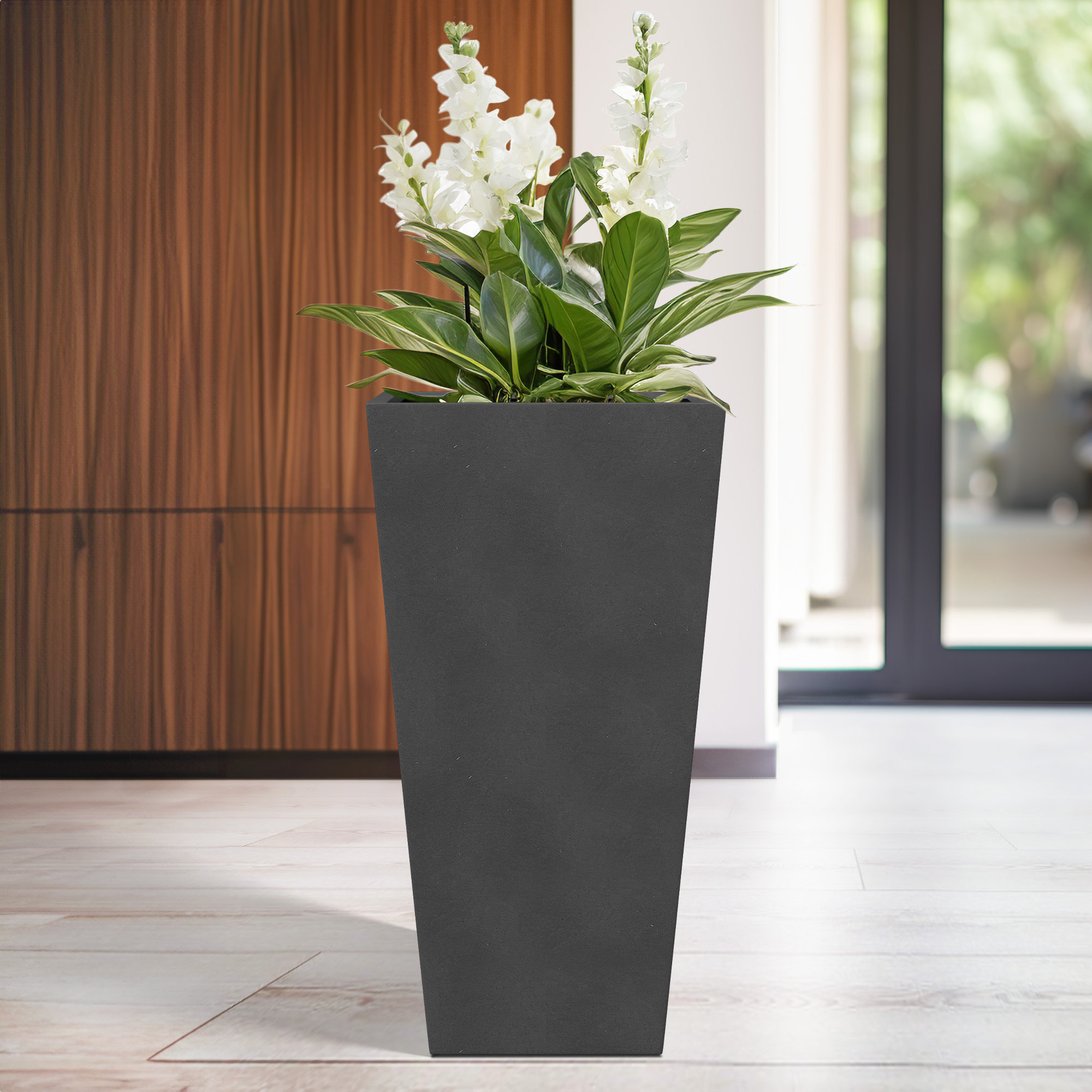 The Party Aisle™ Juda Square Burnished Black Pot Planter | Wayfair