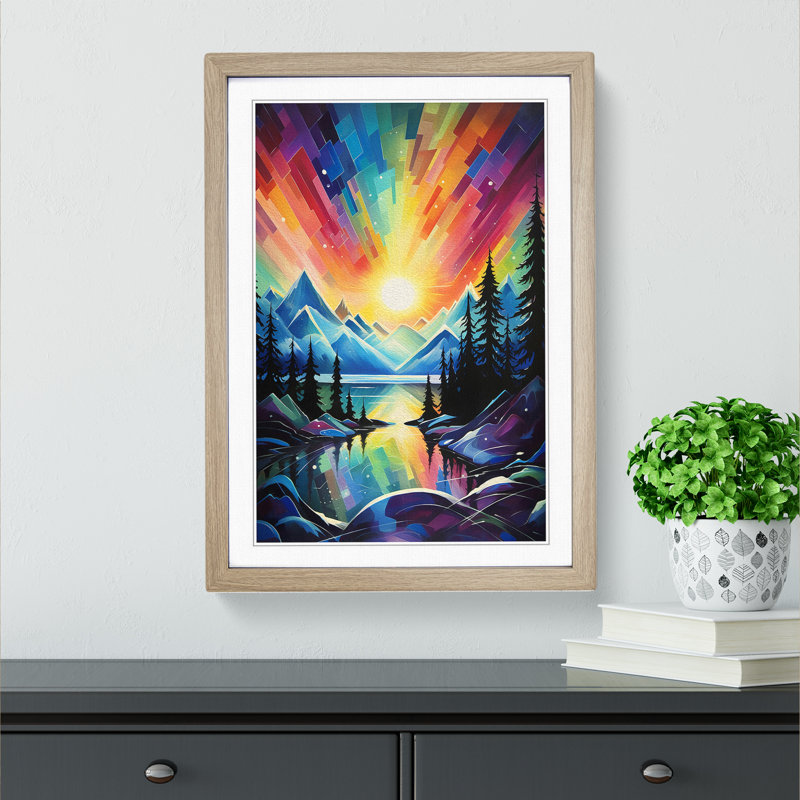 Single Picture Frame Print on Wood, Oak Framed, 46cm H x 34cm W