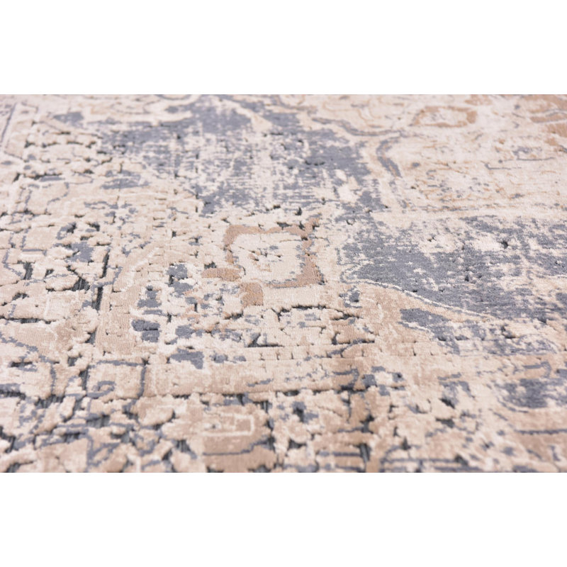 Tapis oriental beige / bleu marine Arloa, Tapis de couloir 2 pi x 9 pi