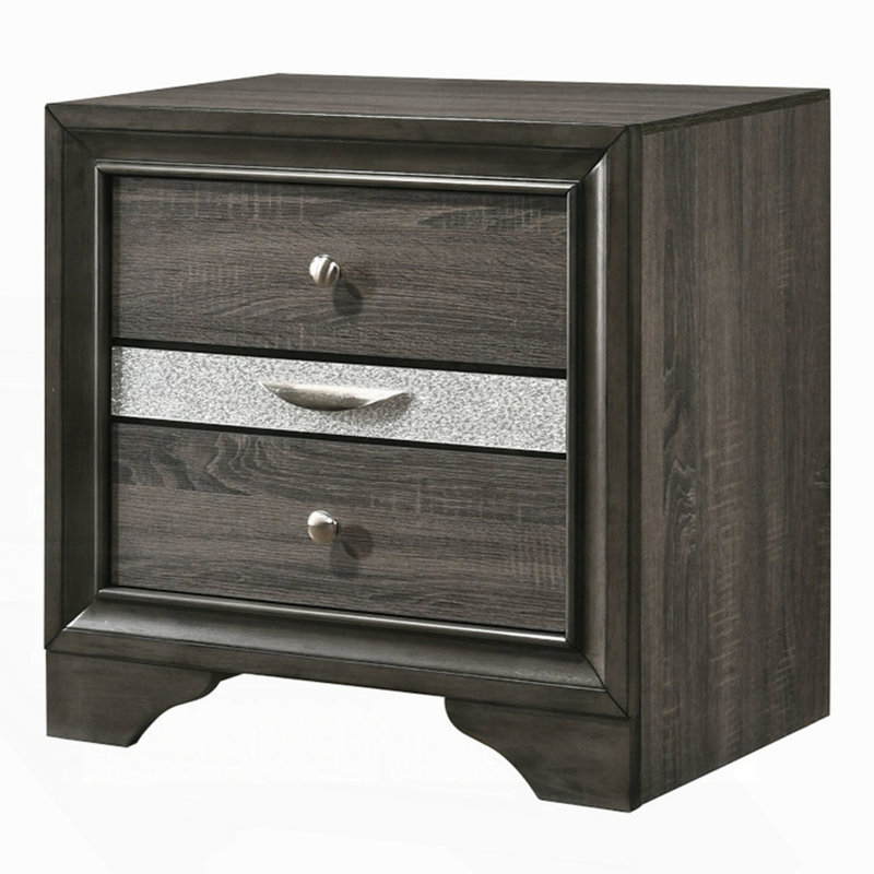 Table de chevet contemporaine avec tiroir à bijoux caché, Gris