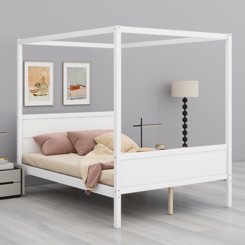 Lit plateforme à baldaquin, White