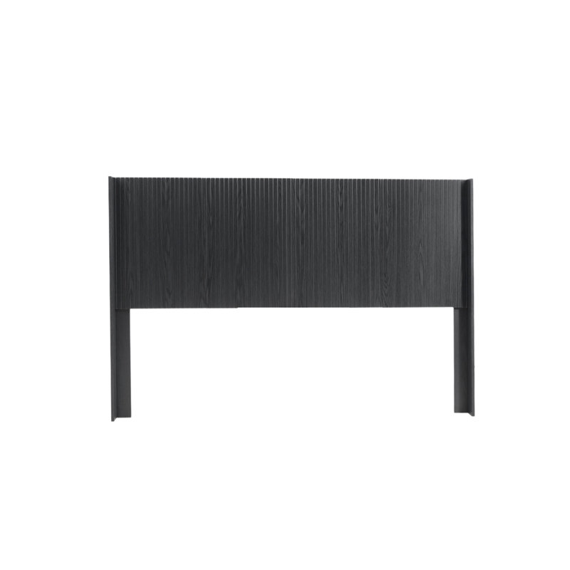 64.4" Wide Black Oak Queen Wood Headboard, Modern Wingback Design, Wall Mounted Fluted Panel, Elegant Real Visual, Contemporary 3D Molded Style, Robust And Easy Installation Headboard For Queen's ,