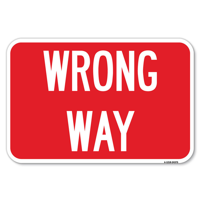 Wrong Way/24375, 12" H x 18" W x 1" D