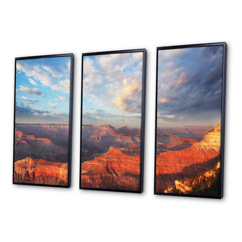 Grand Canyon - Ensemble de 3 toiles encadrées, Noir, H 28 po x l 36 po x P 1 po