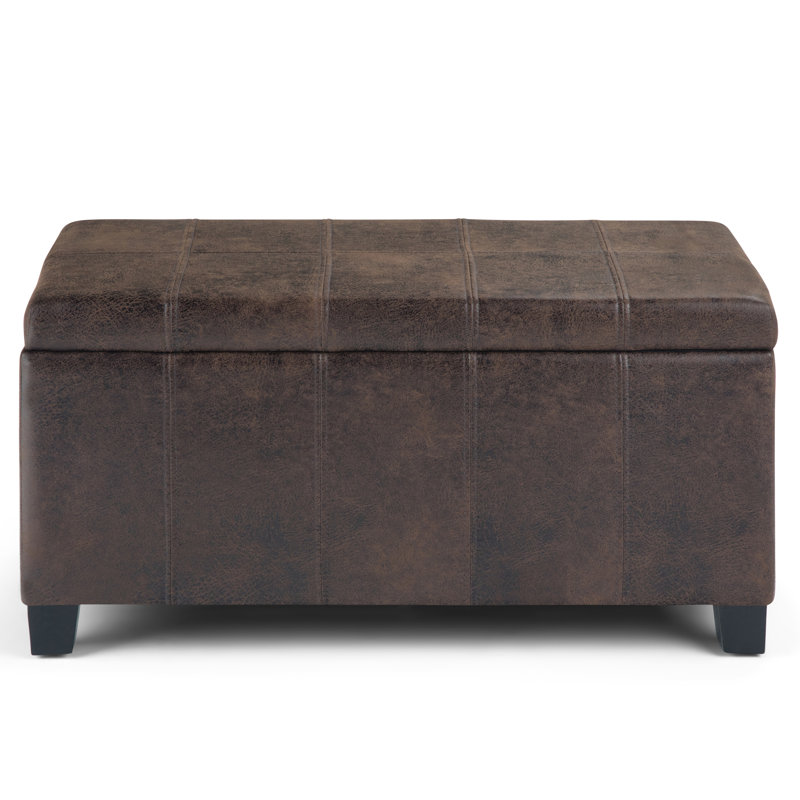 Repose-pieds rectangulaire avec rangement relevable Dover, Similicuir brun