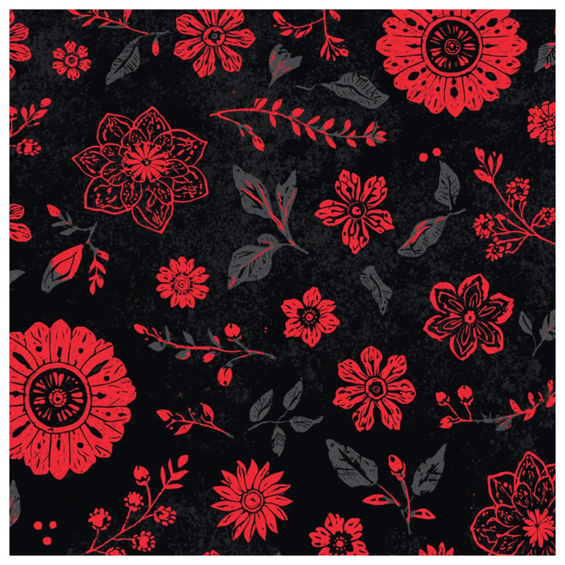 Coussins décoratifs rouges à motif floral double face, 20 x 20 pouces