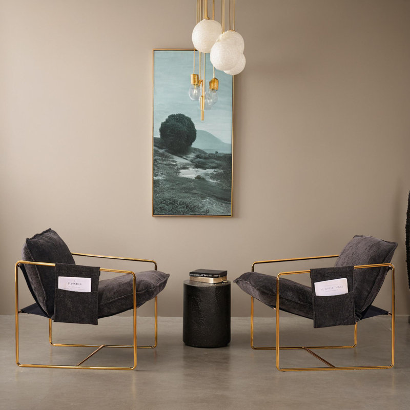 Fauteuil Azekiel, Velours noir, Or