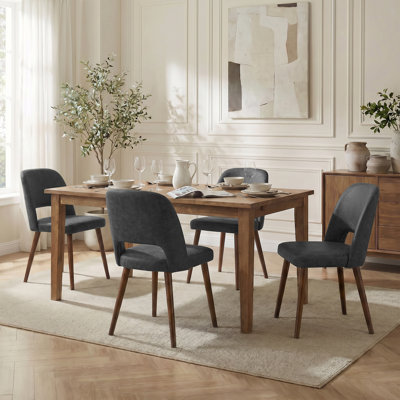 Upholstered Faux Leather Modern Dining Side Chairs with Solid Wood Legs for Dining Room Set of 2
