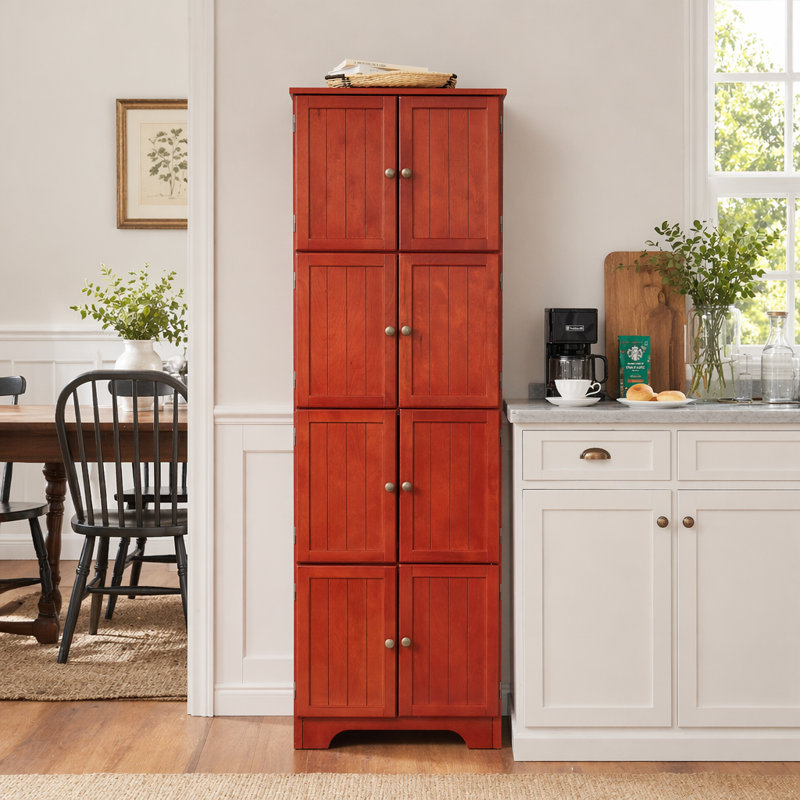 Grande armoire de rangement de 72,4 pouces avec 8 portes et 4 tablettes, polyvalente pour le salon, la cuisine et le bureau