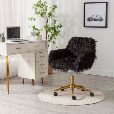 Chaise de bureau moderne, fauteuil moelleux, fauteuil de maquillage avec base plaquée or Modern